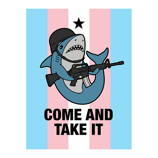 Blahaj "Come and Take It" Vinyl Sticker